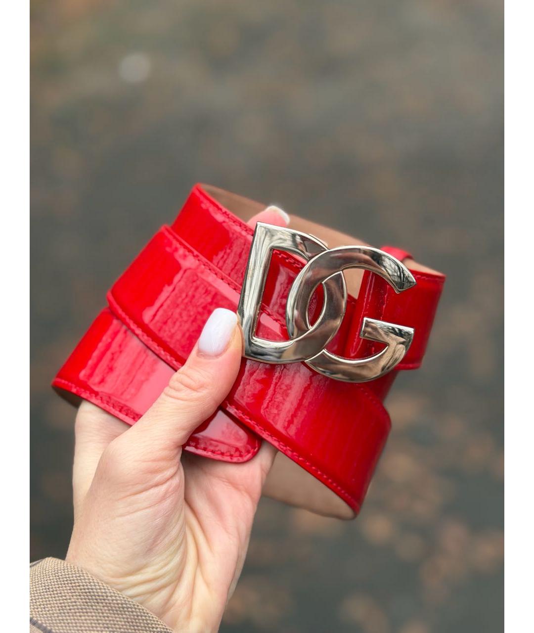 DOLCE&GABBANA Красный ремень из лакированной кожи, фото 6