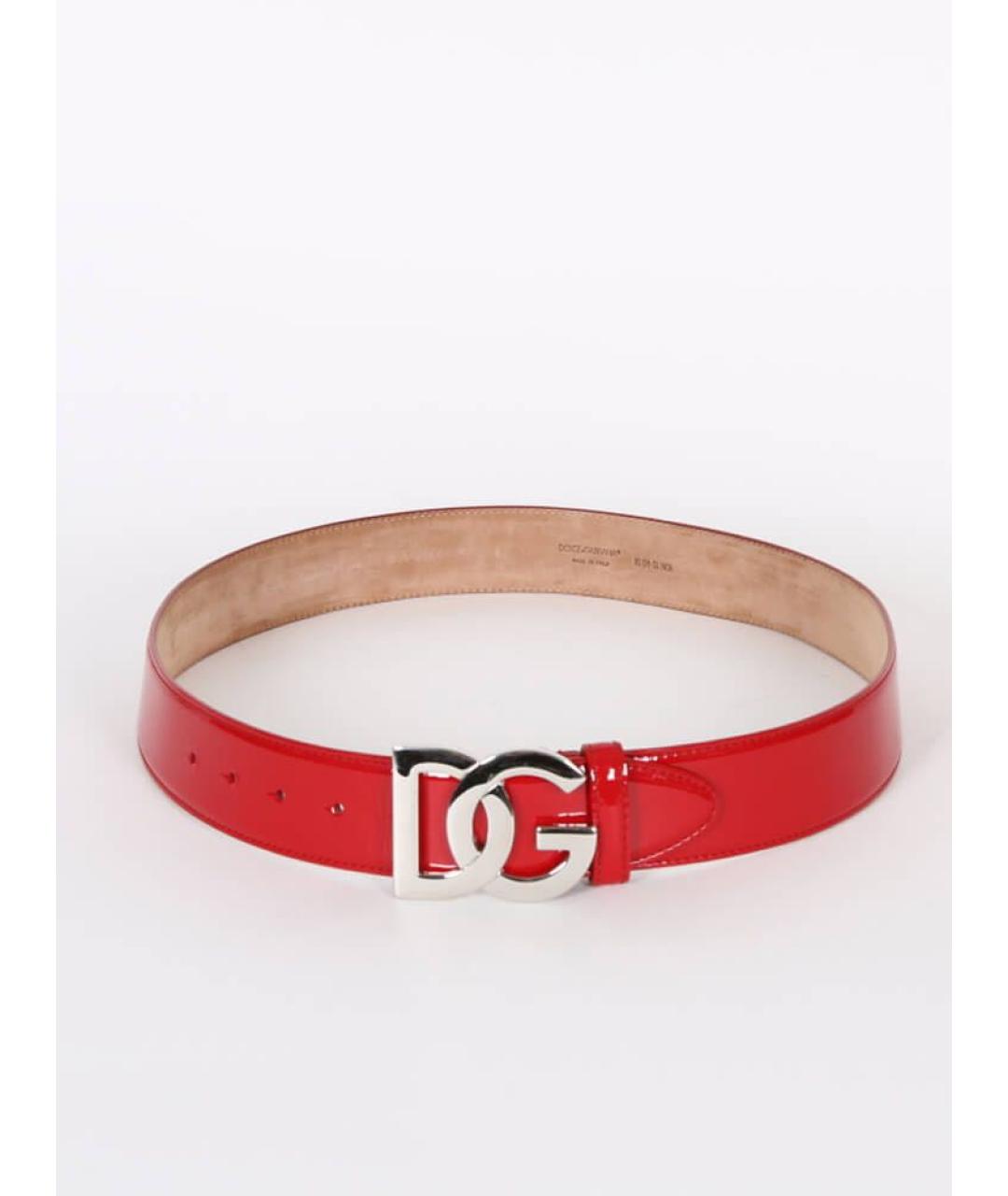 DOLCE&GABBANA Красный ремень из лакированной кожи, фото 3