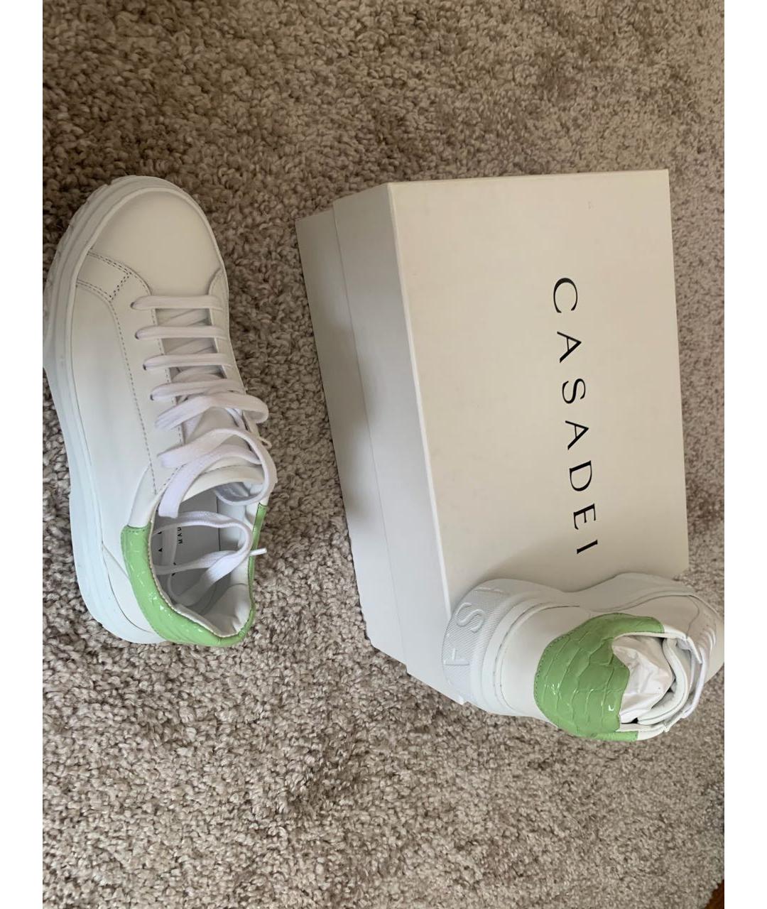 CASADEI Белые кожаные кроссовки, фото 5