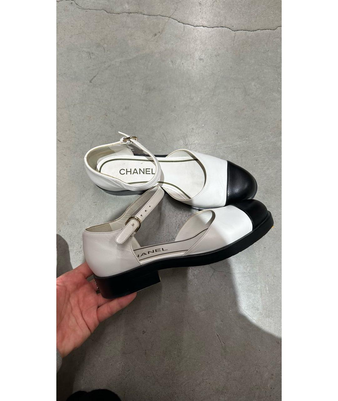 CHANEL Белые кожаные туфли, фото 5
