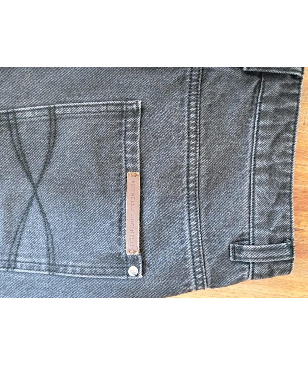 BRUNELLO CUCINELLI Серые хлопковые прямые джинсы, фото 4