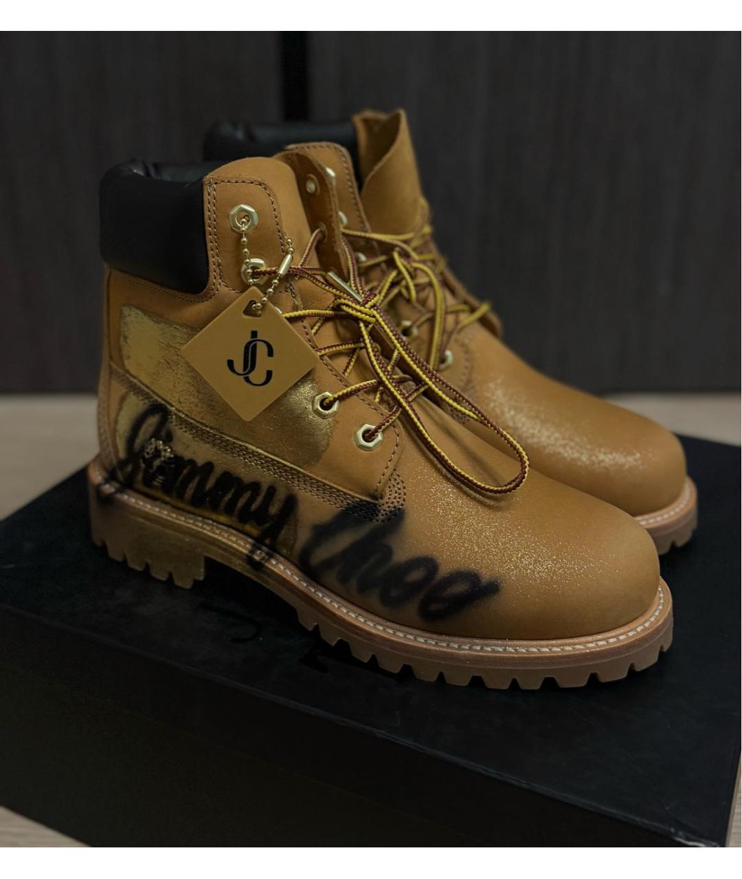 JIMMY CHOO Бежевые нубуковые ботинки, фото 5