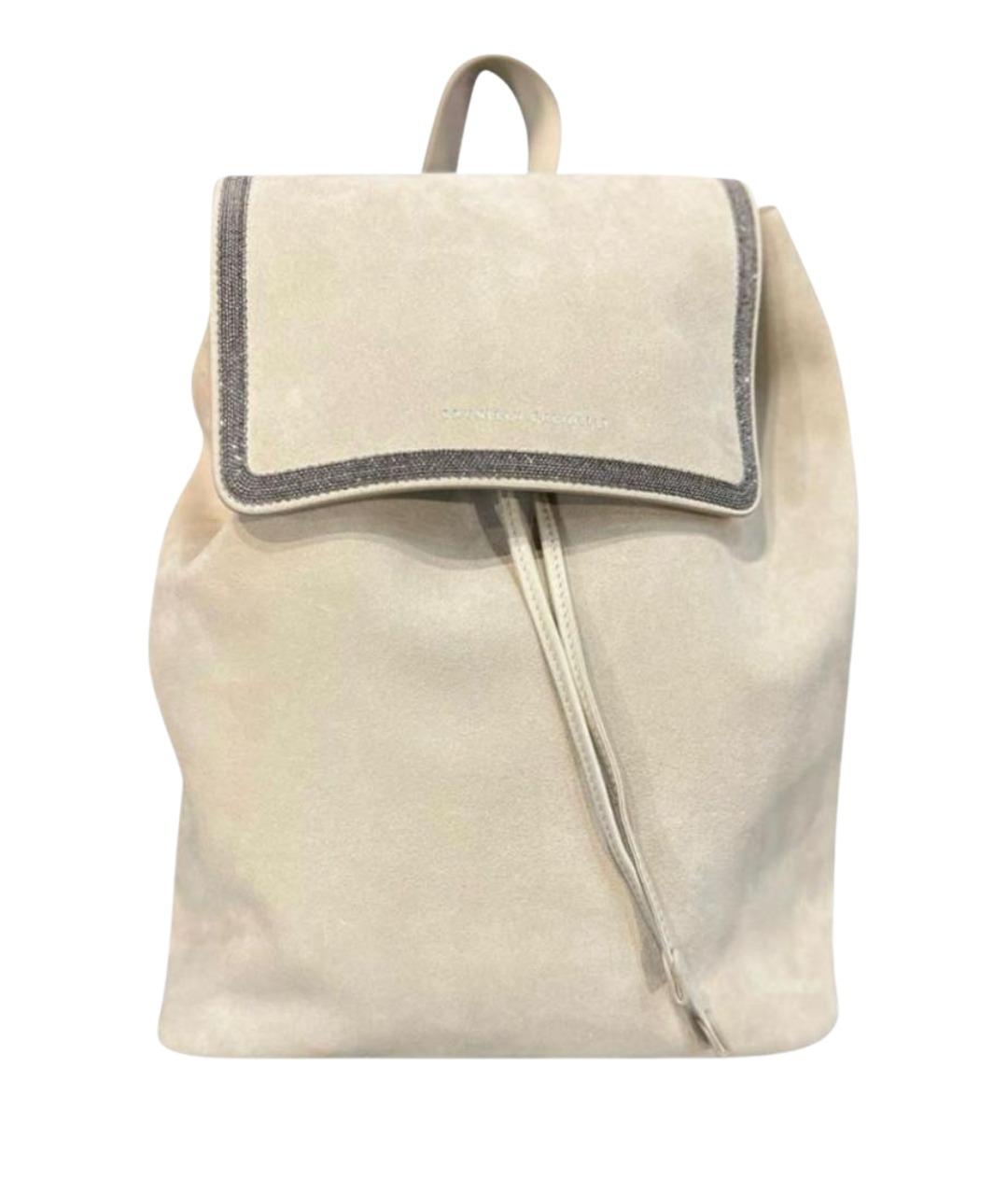 BRUNELLO CUCINELLI Бежевый замшевый рюкзак, фото 1