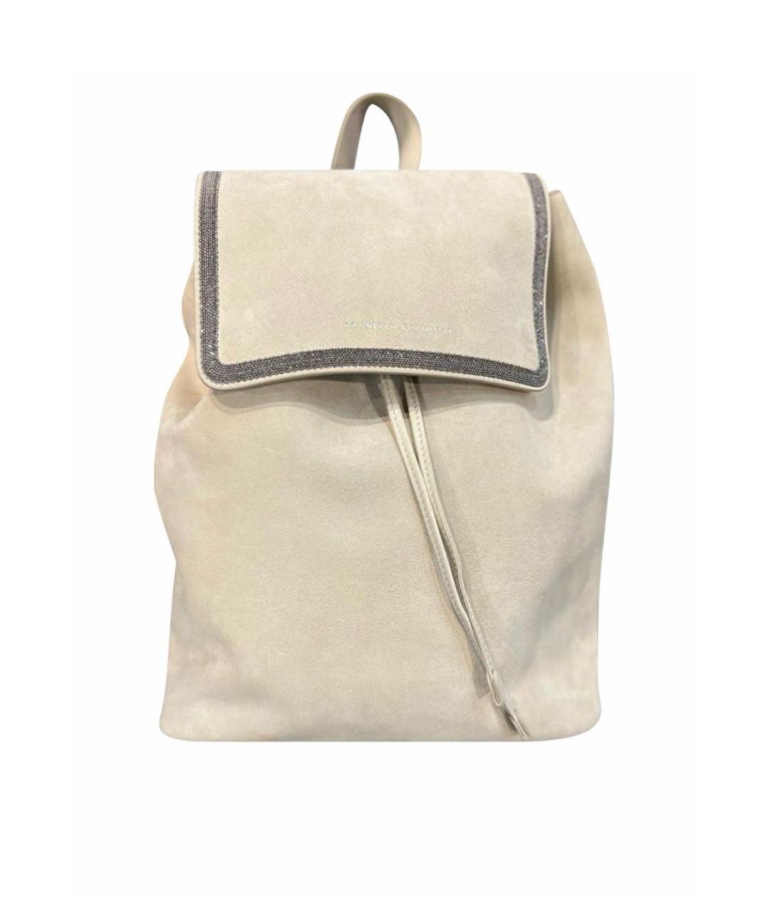 BRUNELLO CUCINELLI Бежевый замшевый рюкзак, фото 8