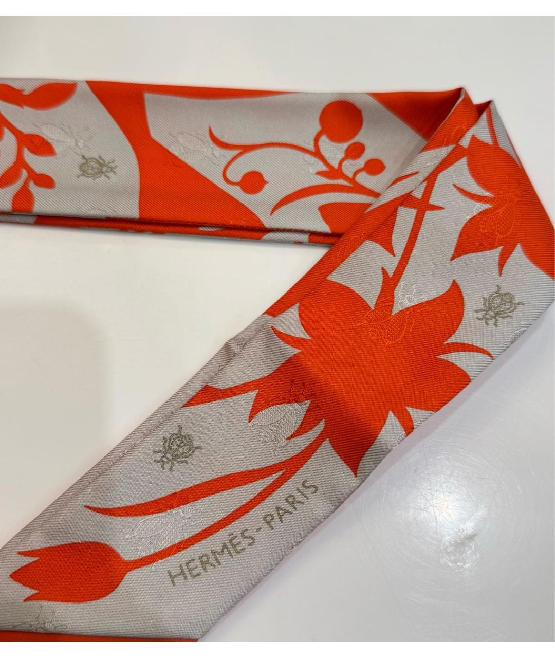 HERMES Оранжевый шелковый платок, фото 2