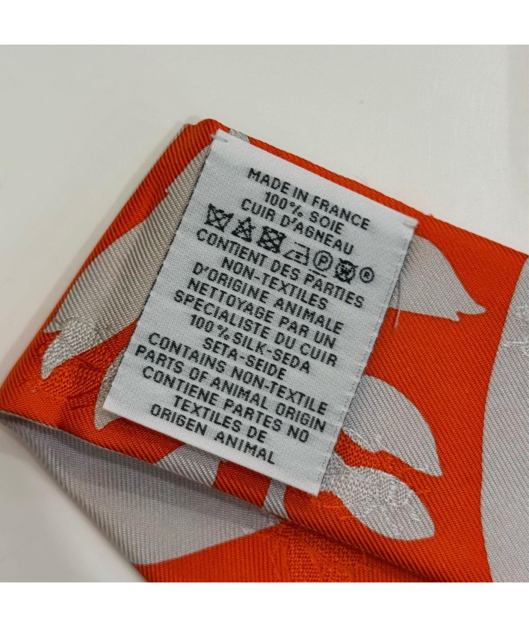 HERMES Оранжевый шелковый платок, фото 3