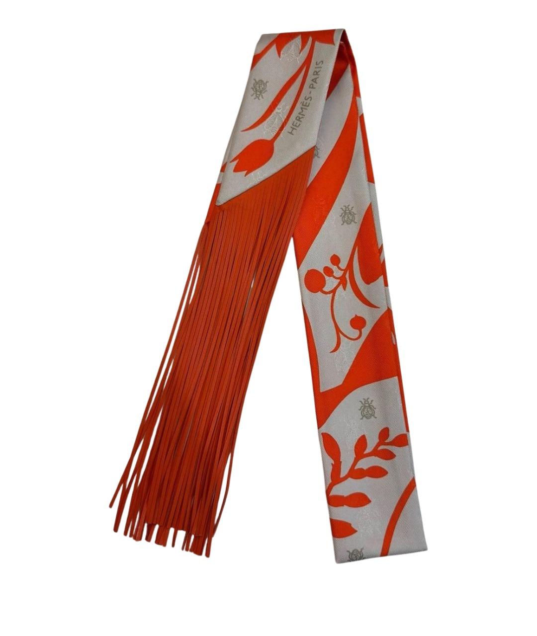 HERMES Оранжевый шелковый платок, фото 1