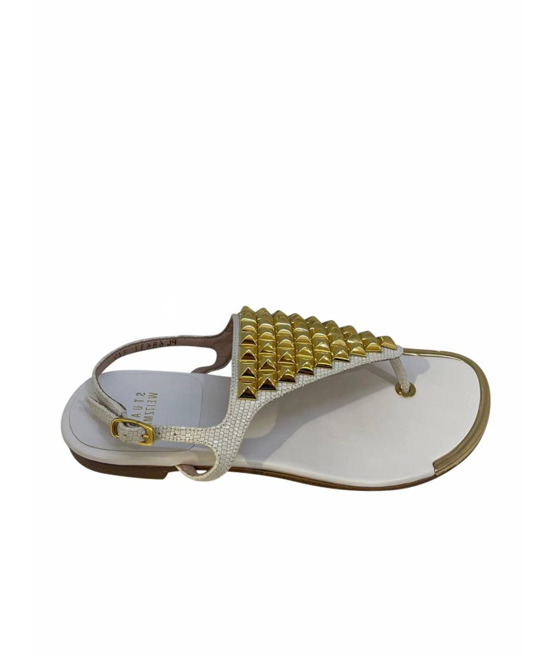 STUART WEITZMAN Белые кожаные сандалии, фото 1