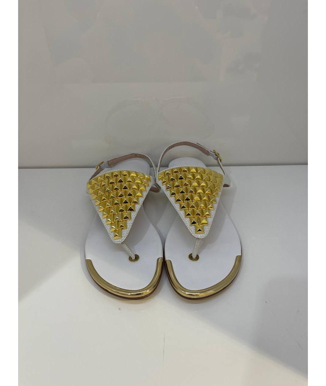 STUART WEITZMAN Белые кожаные сандалии, фото 3