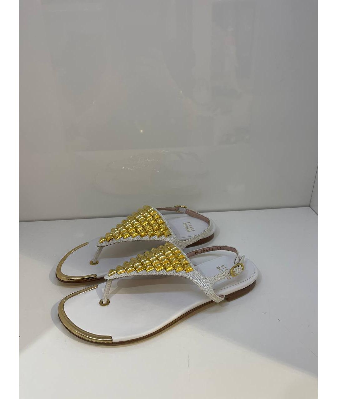 STUART WEITZMAN Белые кожаные сандалии, фото 2
