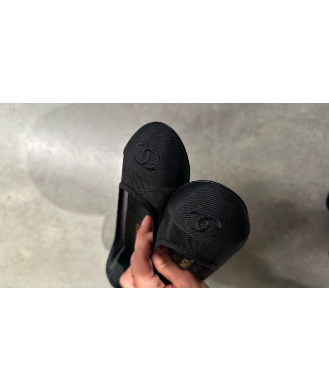 CHANEL Черные текстильные балетки, фото 4