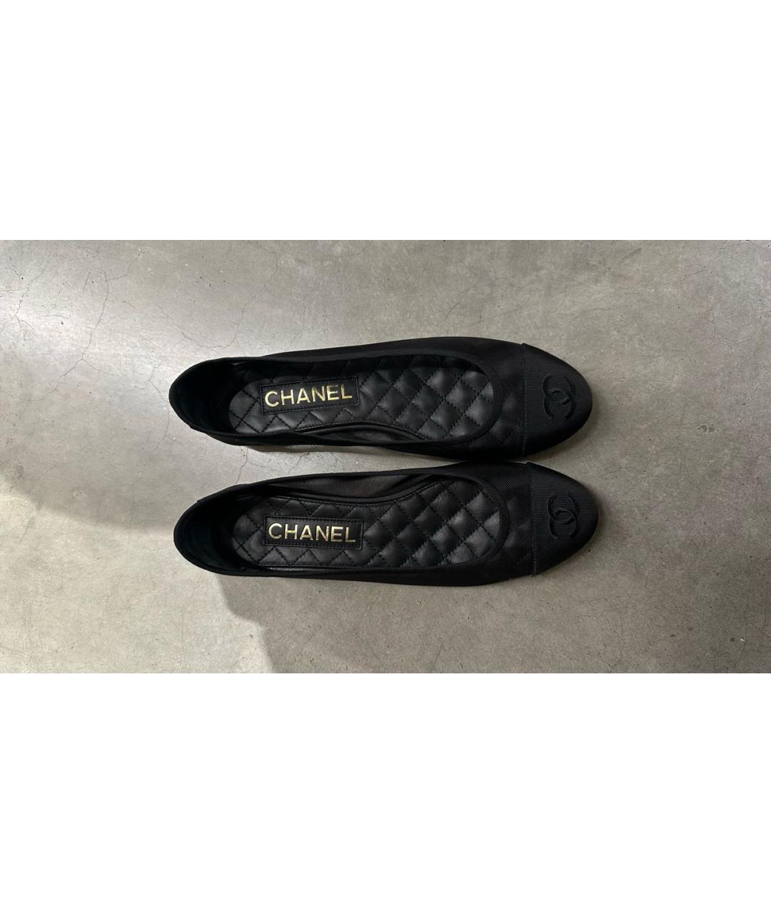 CHANEL Черные текстильные балетки, фото 2