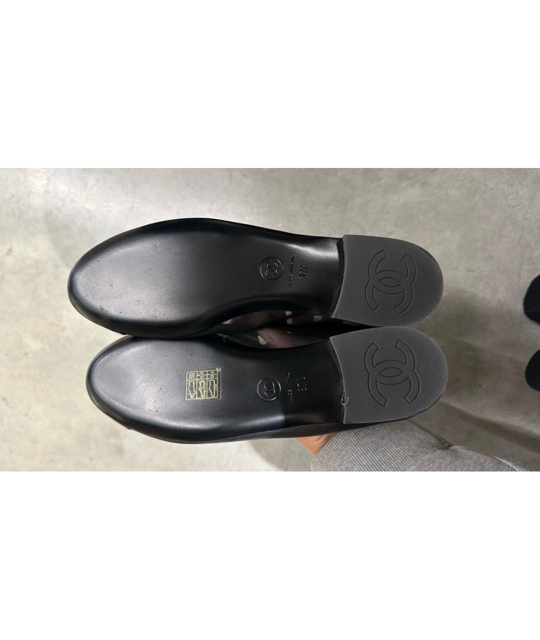 CHANEL Черные текстильные балетки, фото 3