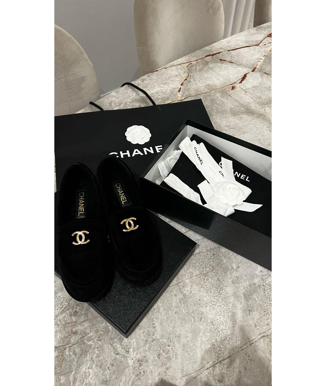 CHANEL Черные замшевые лоферы, фото 4