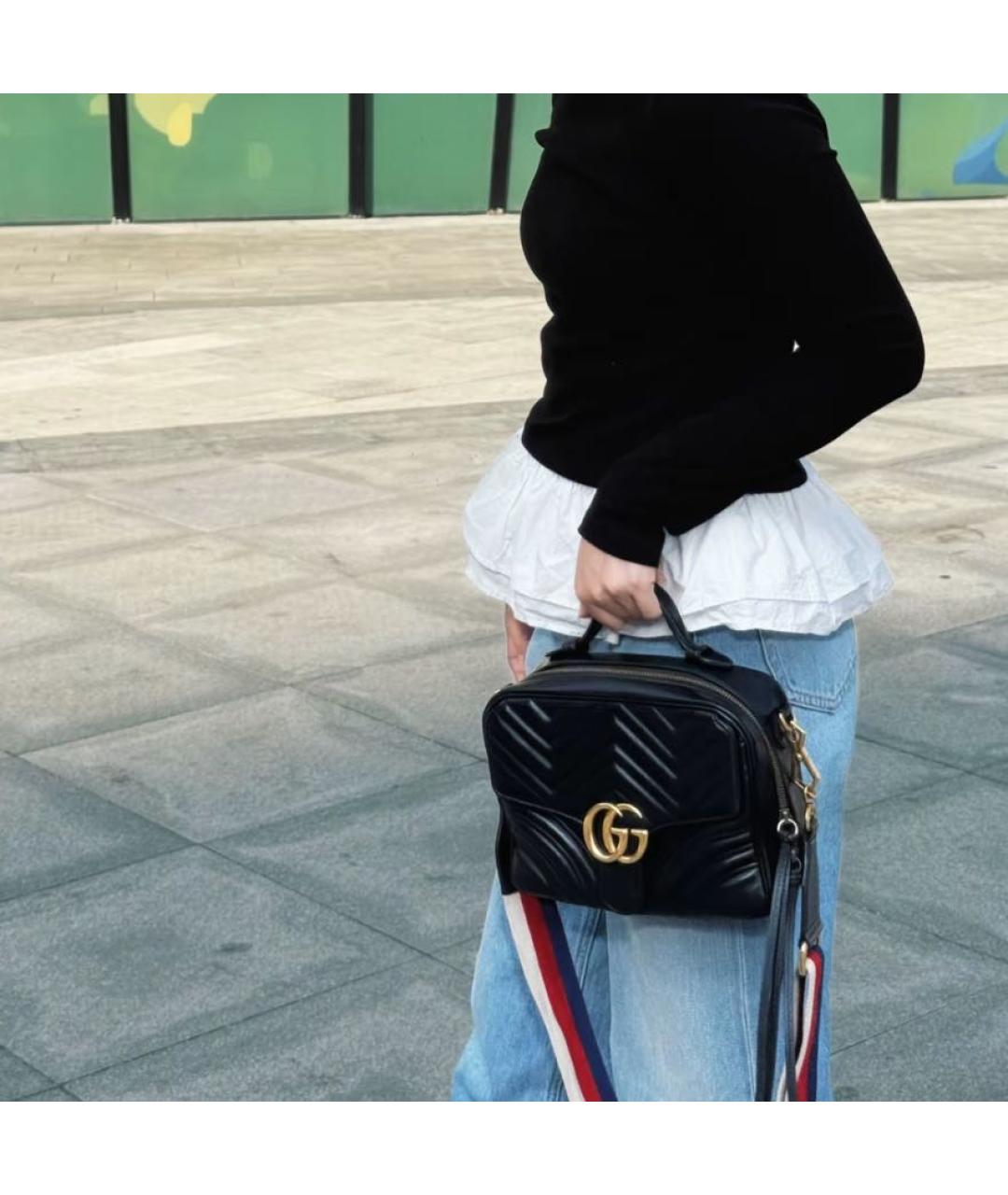 GUCCI Черная кожаная сумка через плечо, фото 6