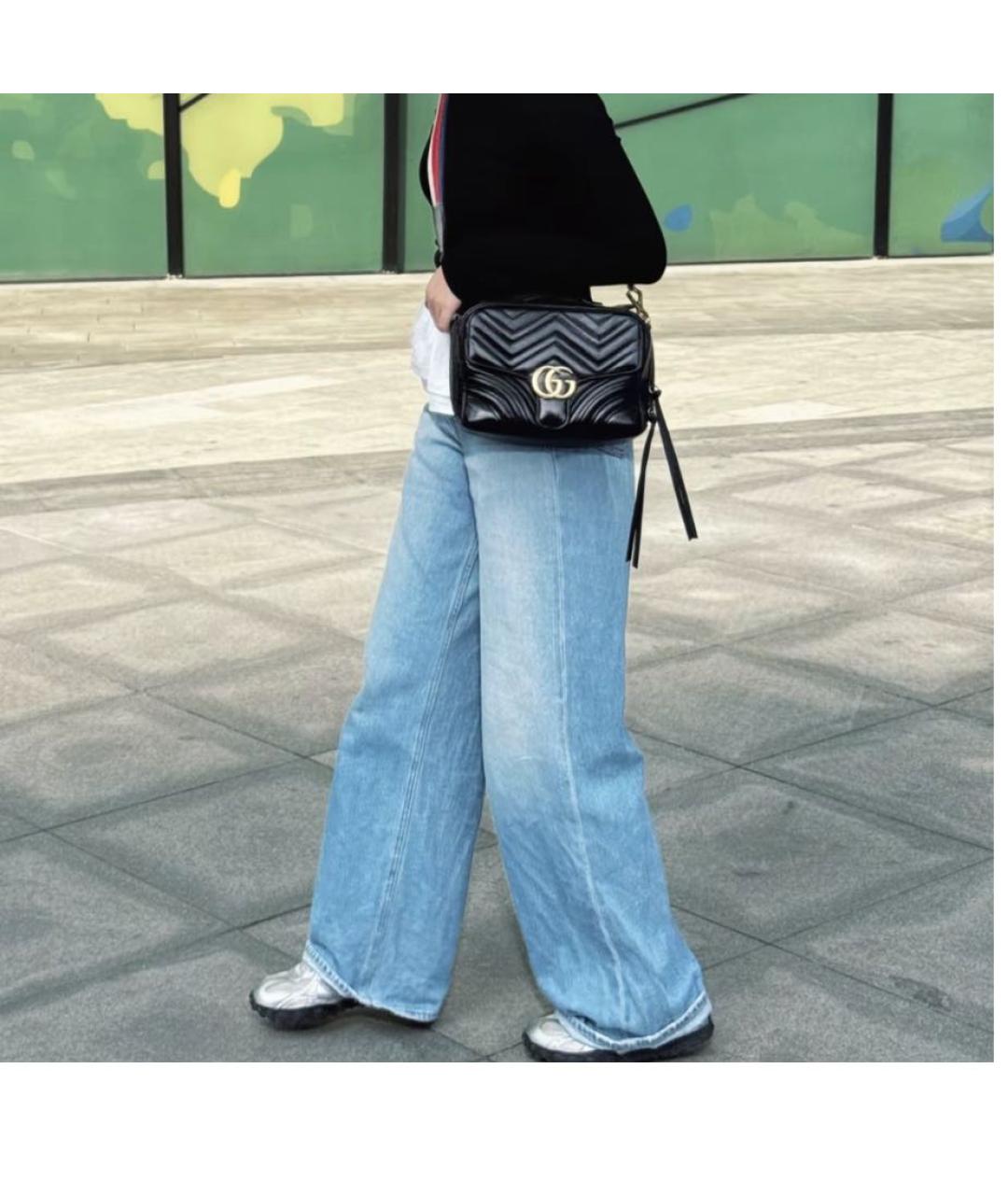 GUCCI Черная кожаная сумка через плечо, фото 7