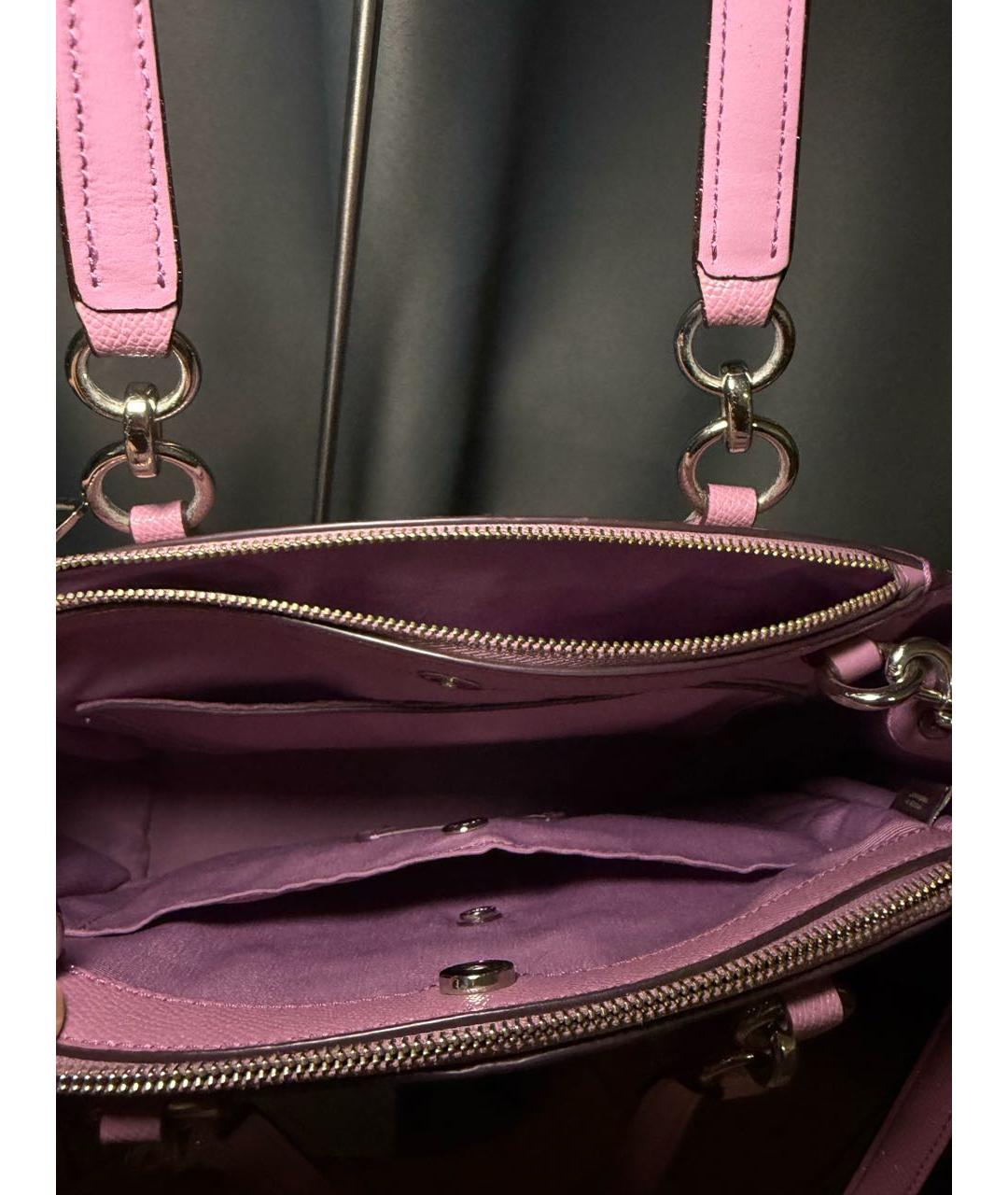 COACH Розовая кожаная сумка на плечо, фото 7