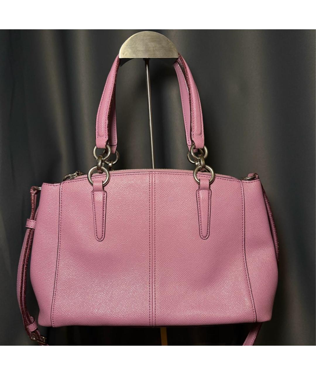 COACH Розовая кожаная сумка на плечо, фото 3