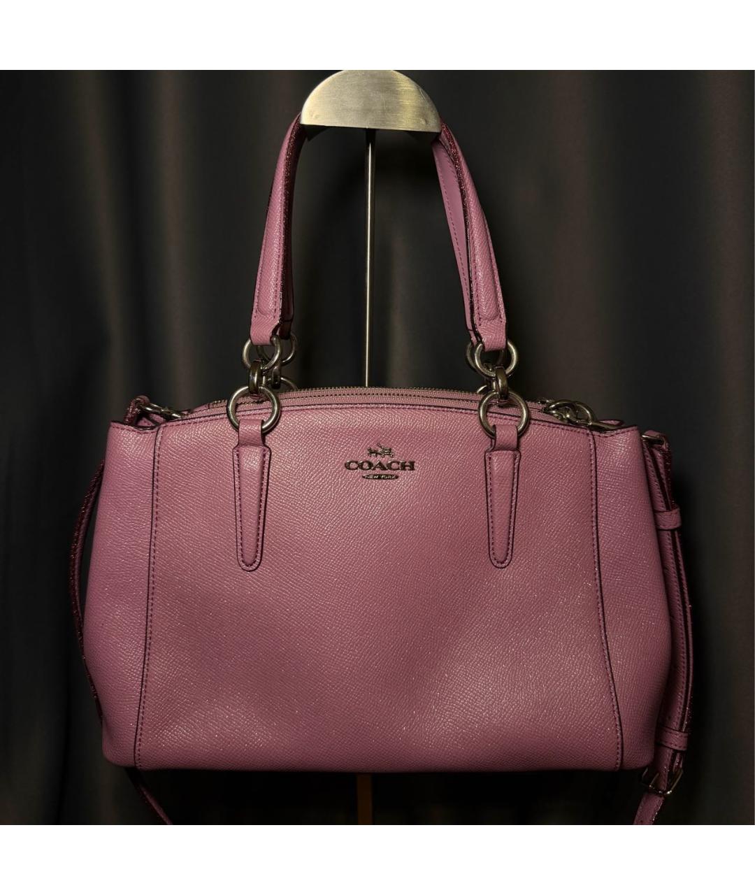 COACH Розовая кожаная сумка на плечо, фото 9