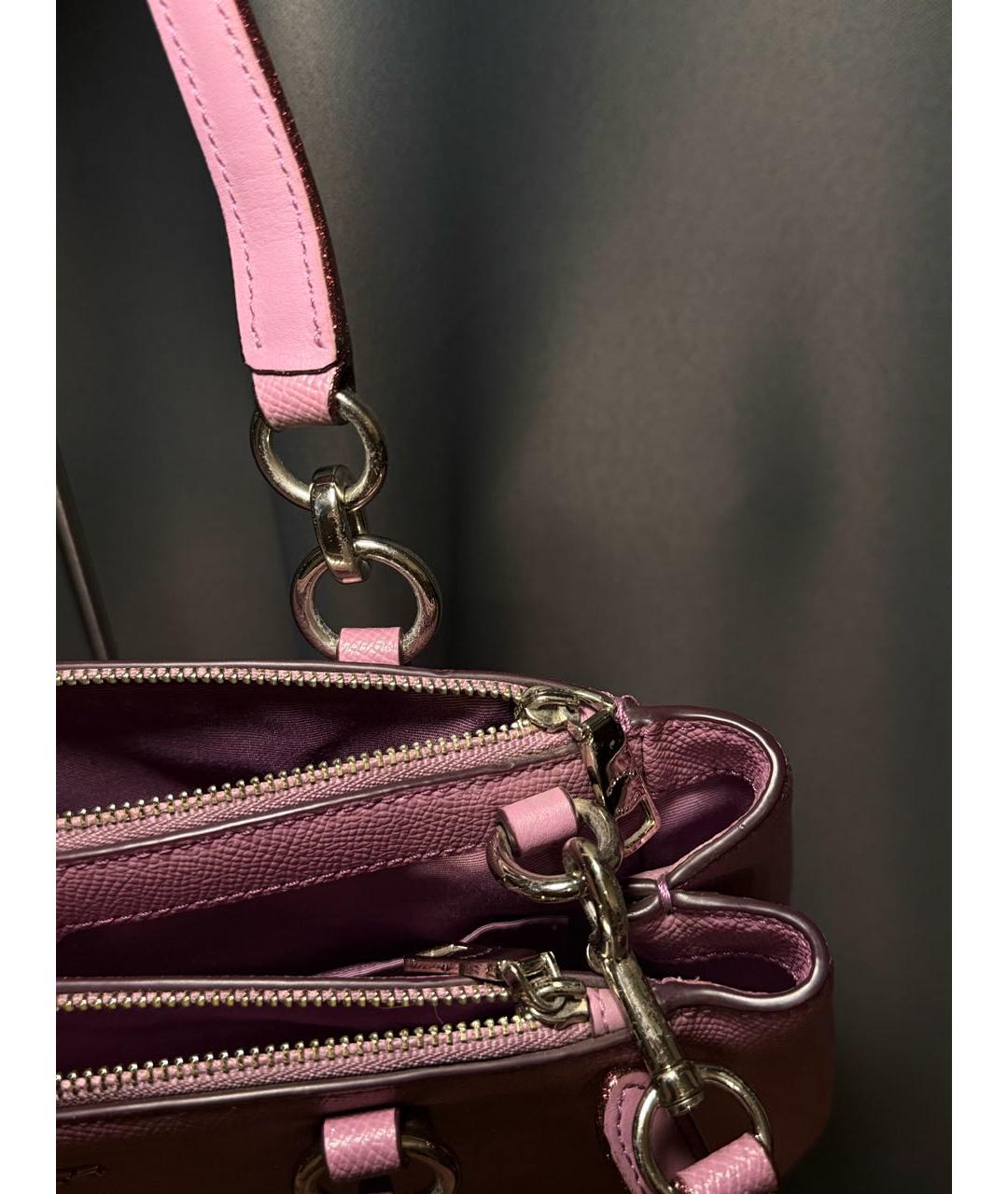 COACH Розовая кожаная сумка на плечо, фото 6