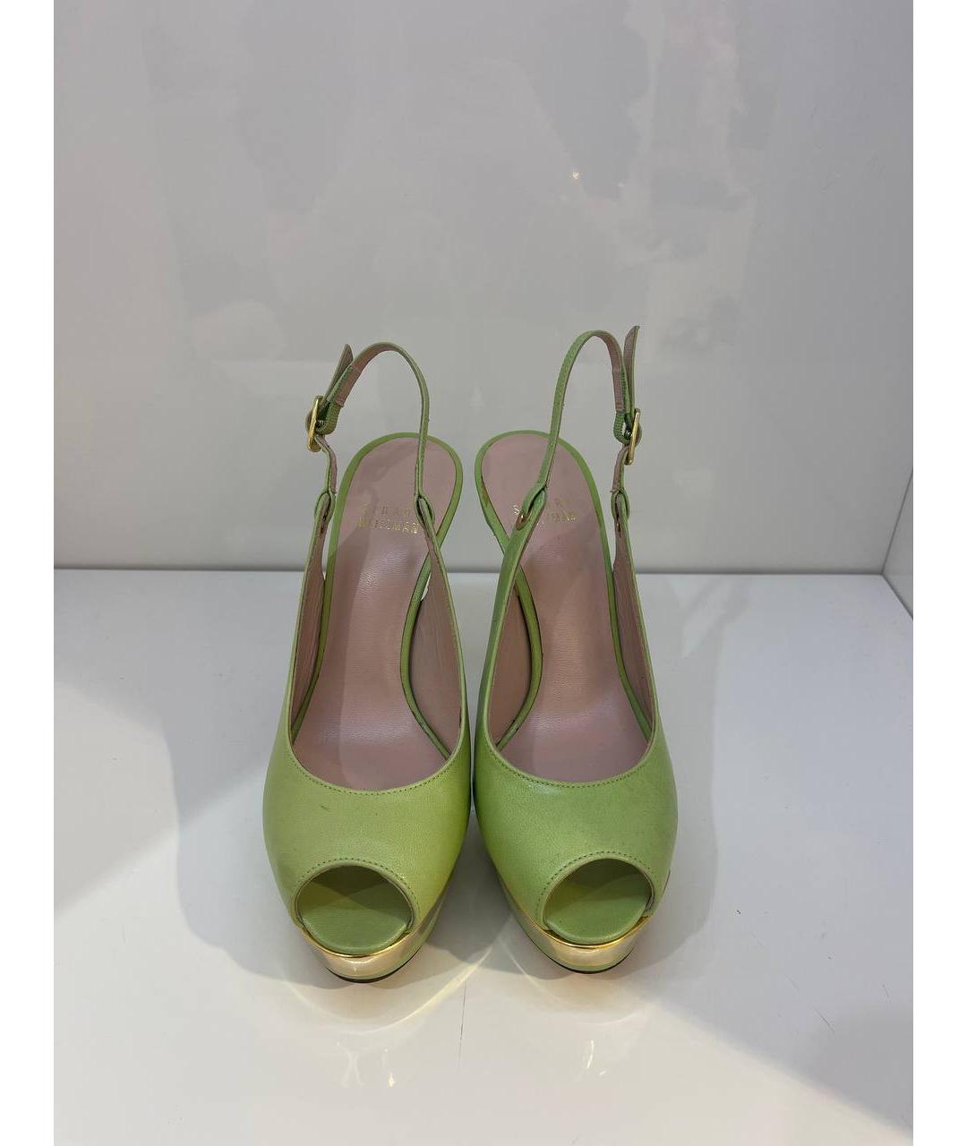 STUART WEITZMAN Зеленые кожаные босоножки, фото 3
