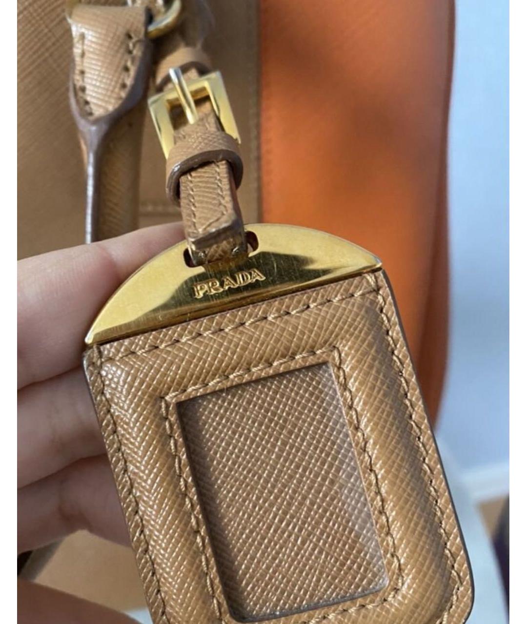 PRADA Бежевая кожаная сумка с короткими ручками, фото 5