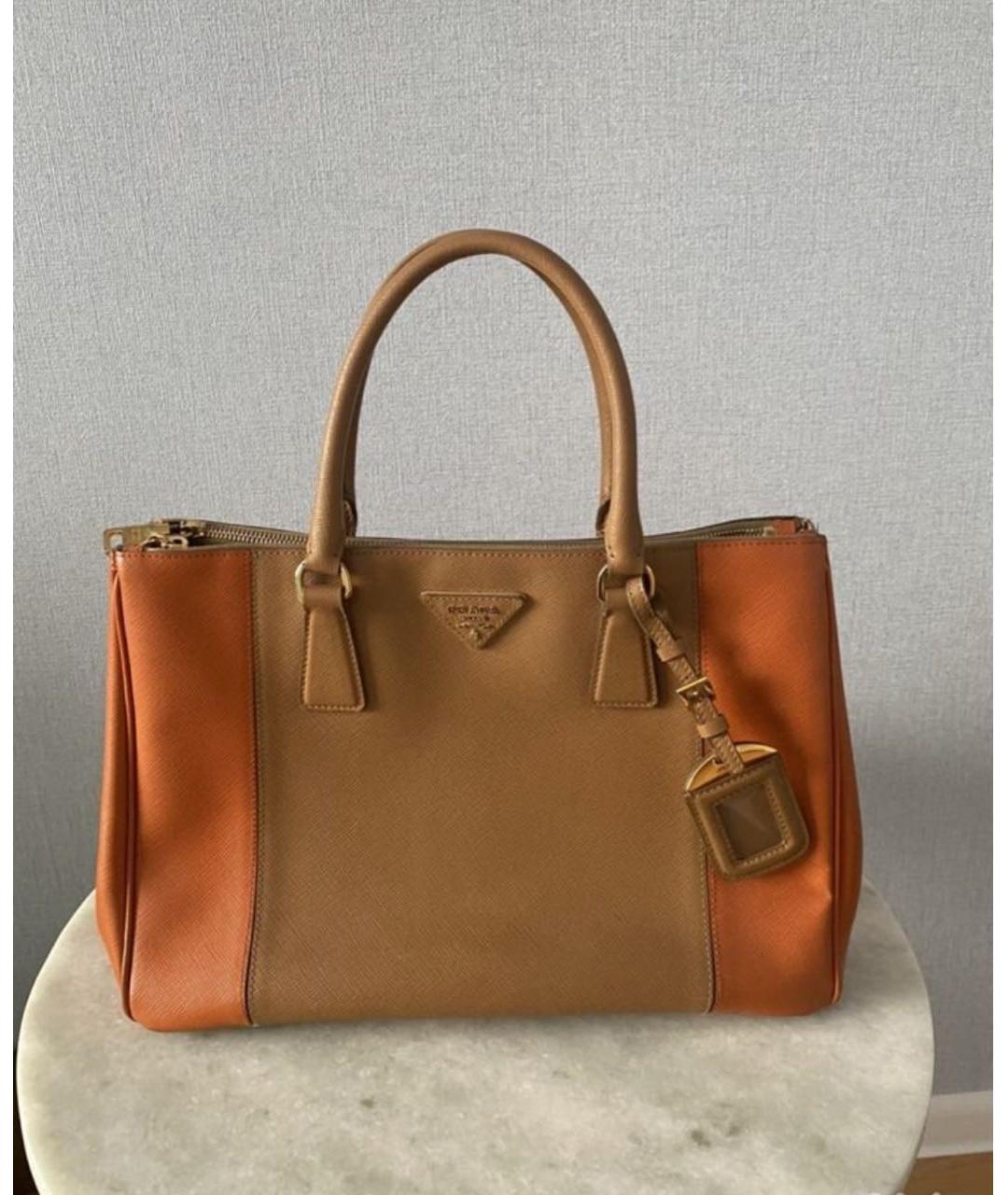 PRADA Бежевая кожаная сумка с короткими ручками, фото 7