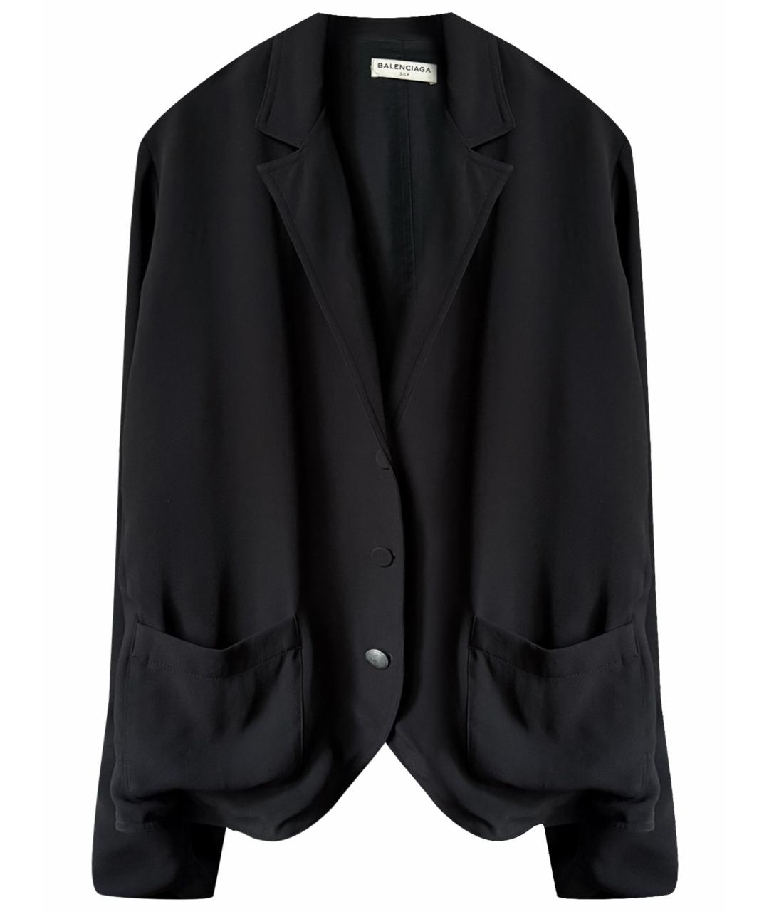 BALENCIAGA Черная шелковая рубашка, фото 1