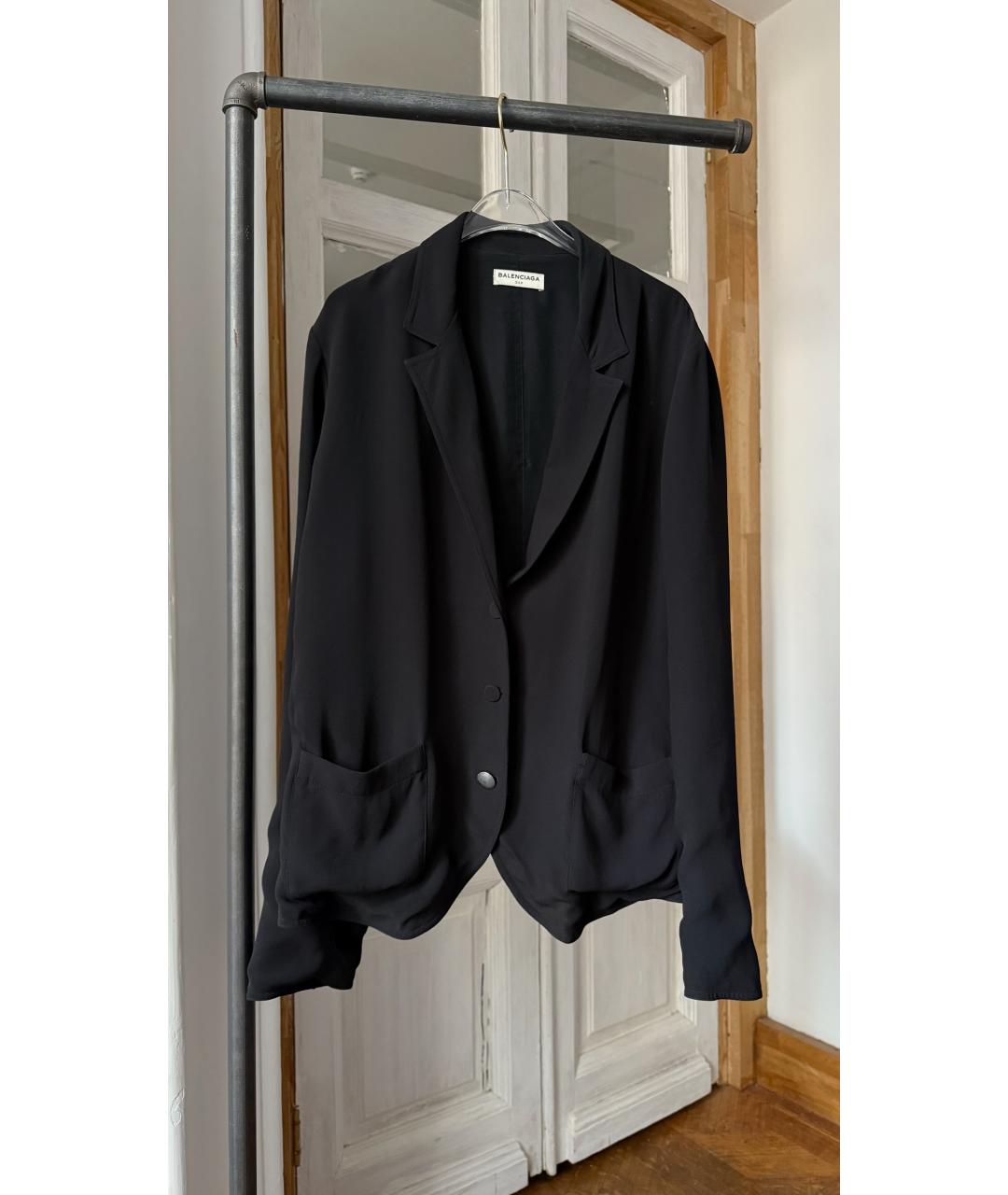 BALENCIAGA Черная шелковая рубашка, фото 5