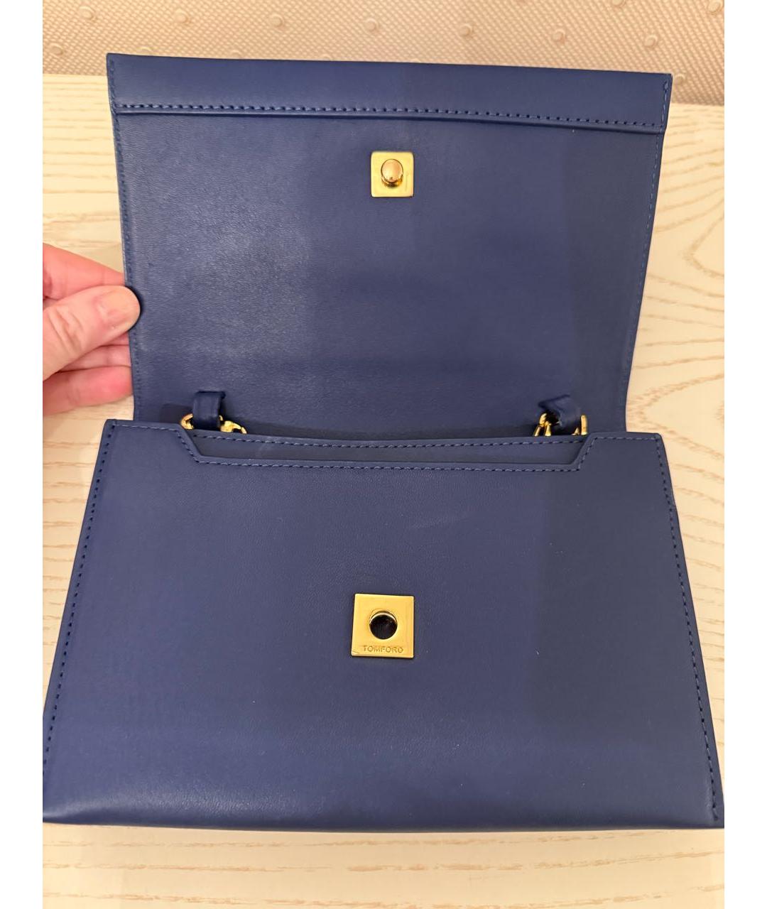 TOM FORD Синяя кожаная сумка через плечо, фото 3