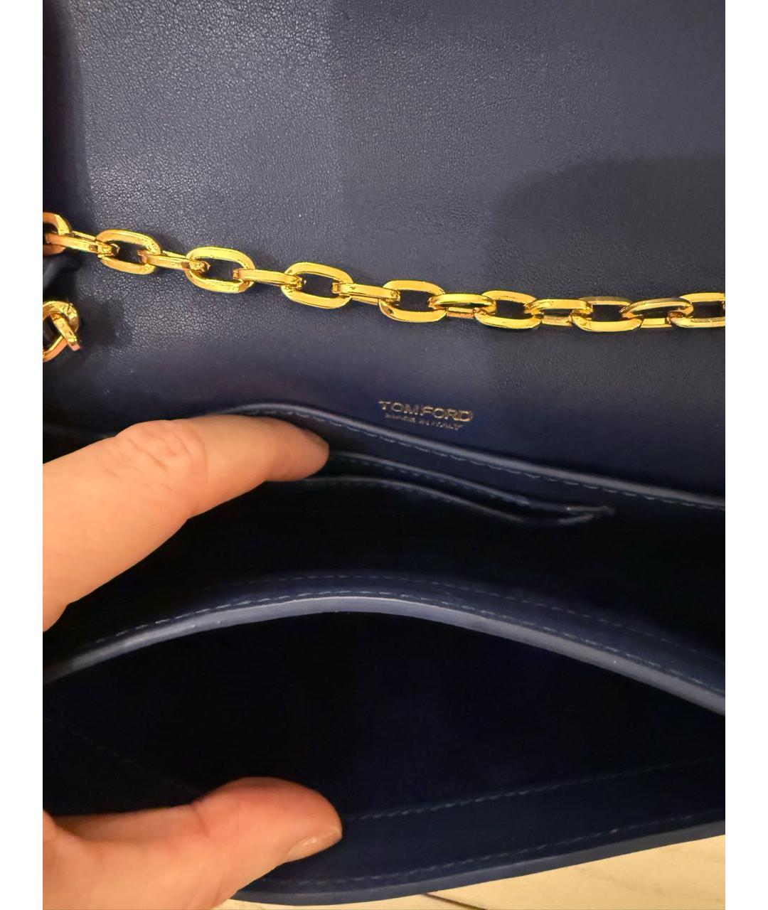 TOM FORD Синяя кожаная сумка через плечо, фото 5