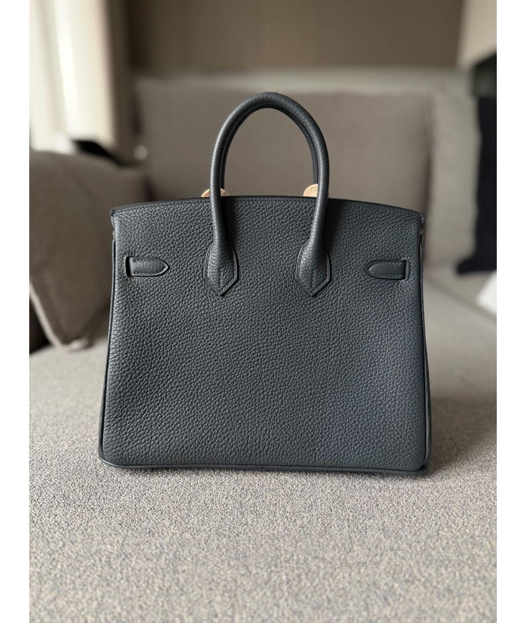 HERMES Серая кожаная сумка с короткими ручками, фото 3