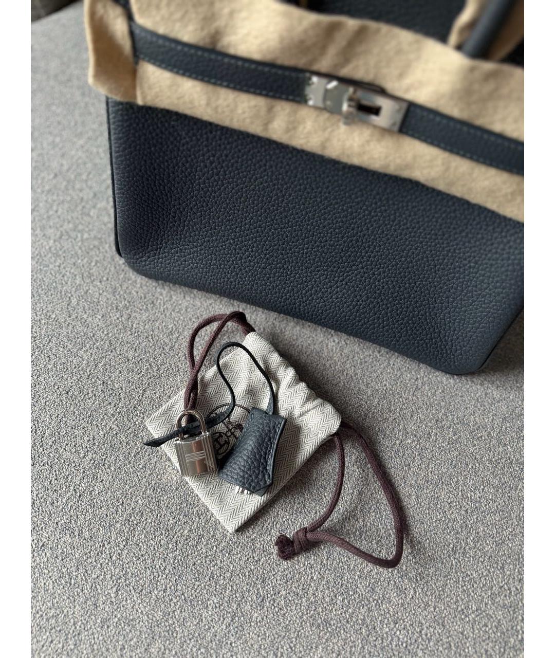 HERMES Серая кожаная сумка с короткими ручками, фото 6