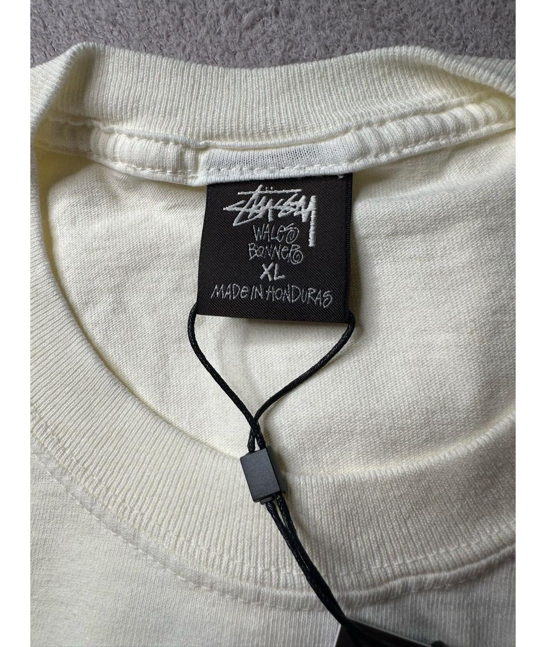 STUSSY Бежевая хлопковая футболка, фото 8
