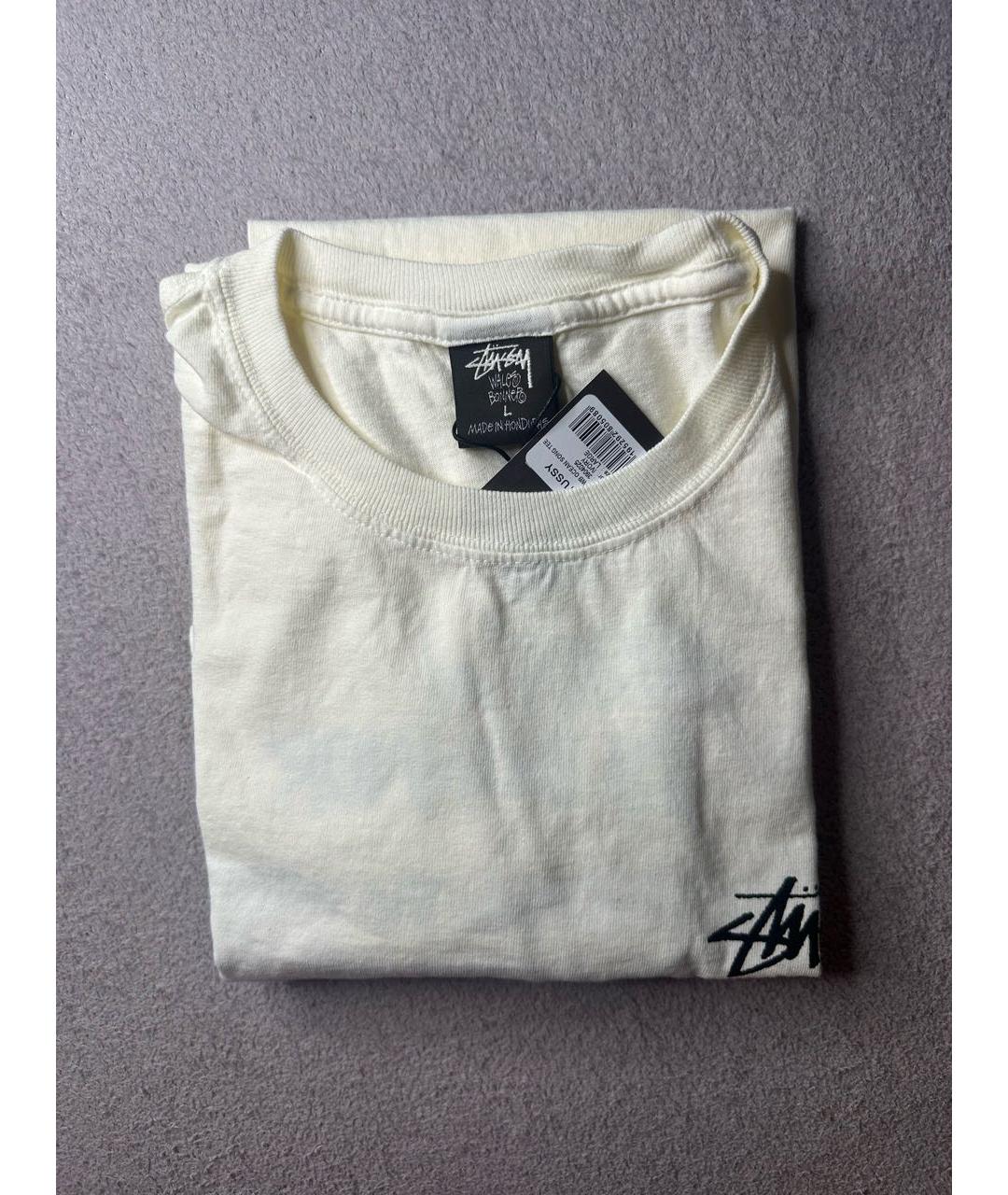 STUSSY Бежевая хлопковая футболка, фото 5