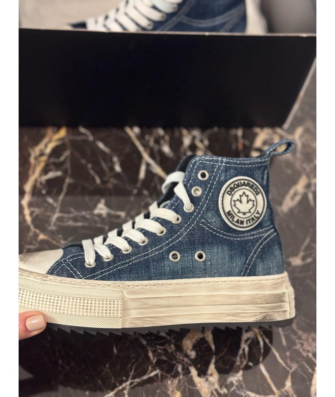 DSQUARED2 Темно-синие текстильные кеды, фото 2