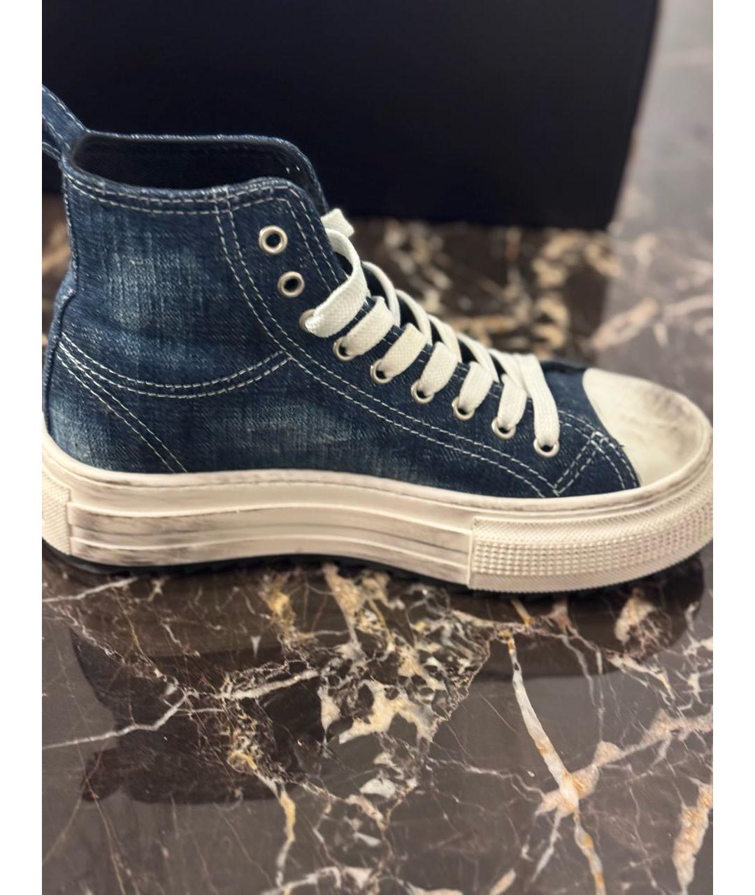 DSQUARED2 Темно-синие текстильные кеды, фото 3