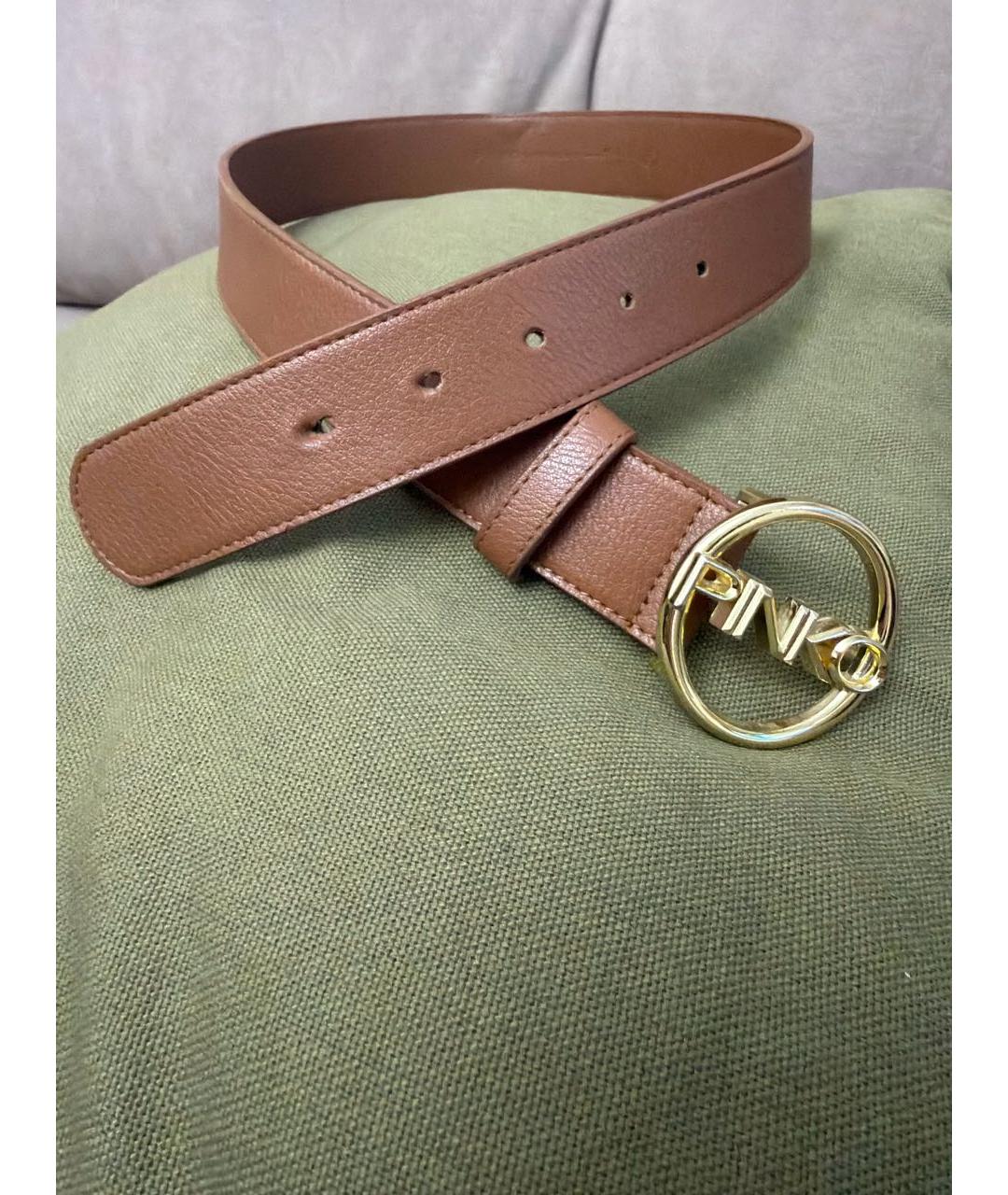 PINKO Коричневый кожаный ремень, фото 5