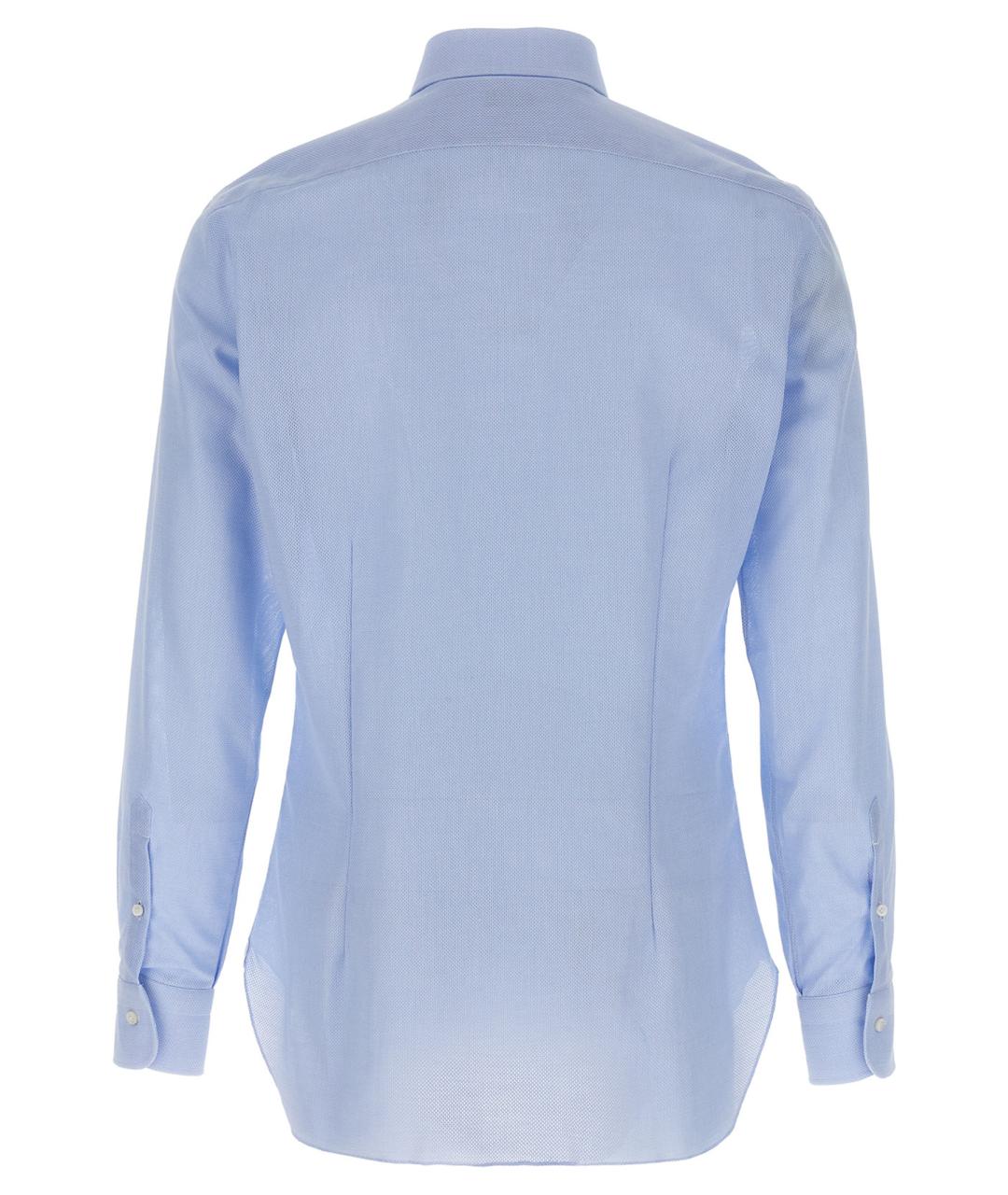 BARBA Голубая хлопковая кэжуал рубашка, фото 2