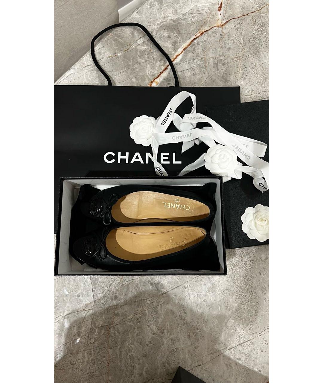 CHANEL Черные кожаные балетки, фото 4