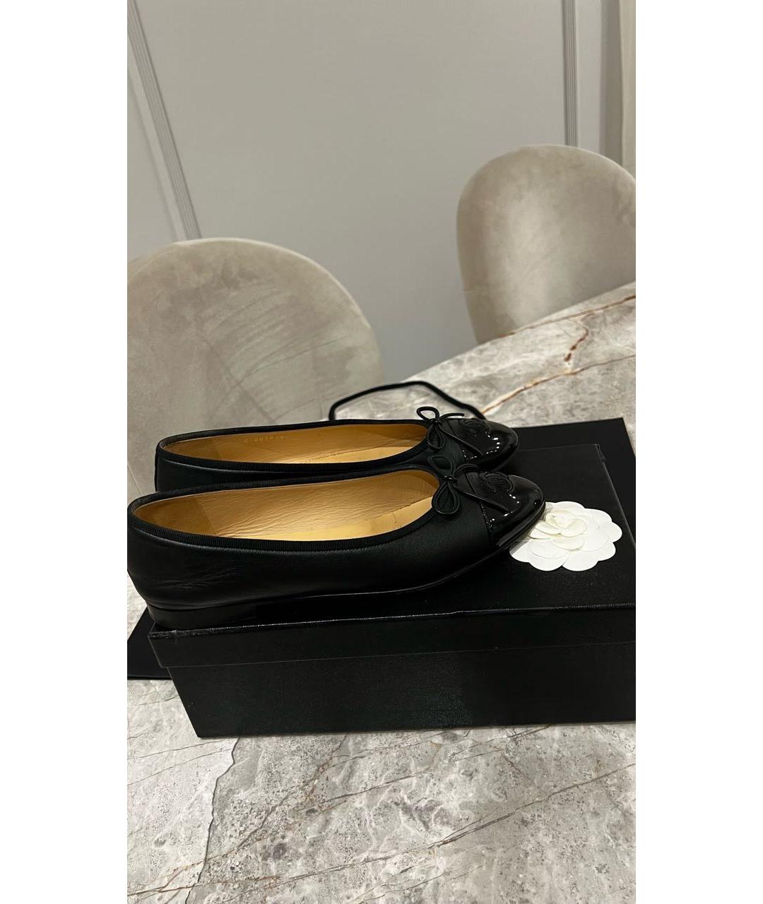 CHANEL Черные кожаные балетки, фото 5