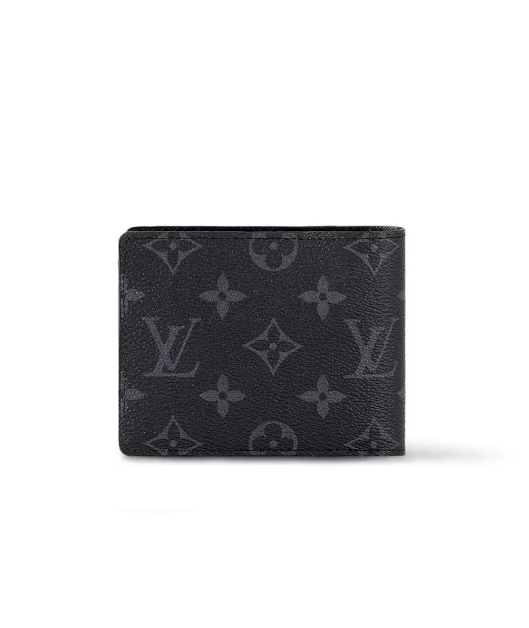 LOUIS VUITTON Черный кожаный кошелек, фото 7