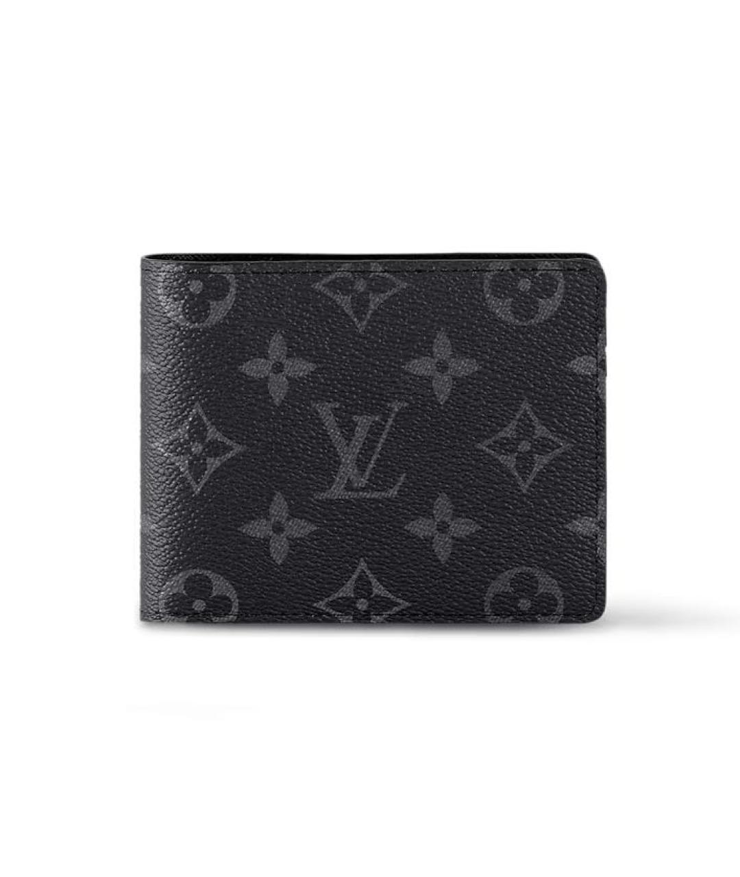 LOUIS VUITTON Черный кожаный кошелек, фото 8