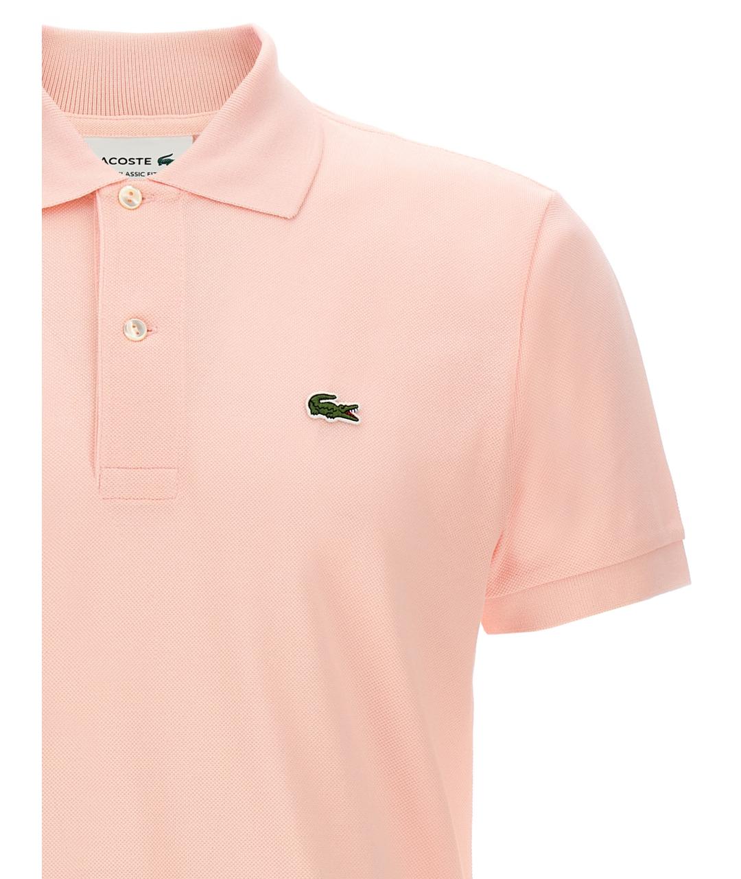 LACOSTE Розовое хлопковое поло с коротким рукавом, фото 3