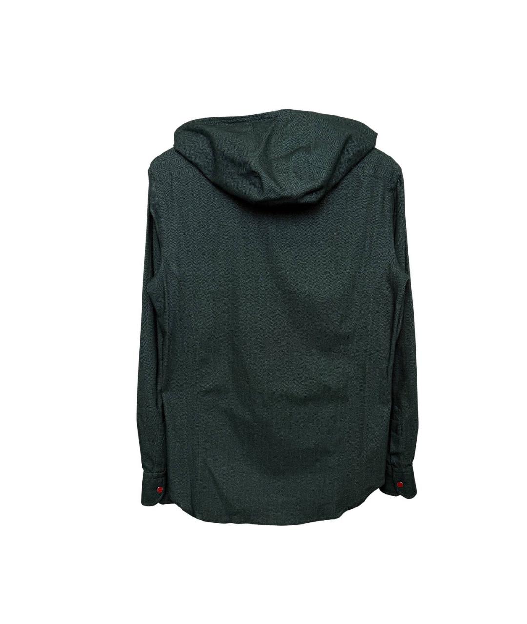 KITON Хаки хлопковая кэжуал рубашка, фото 3