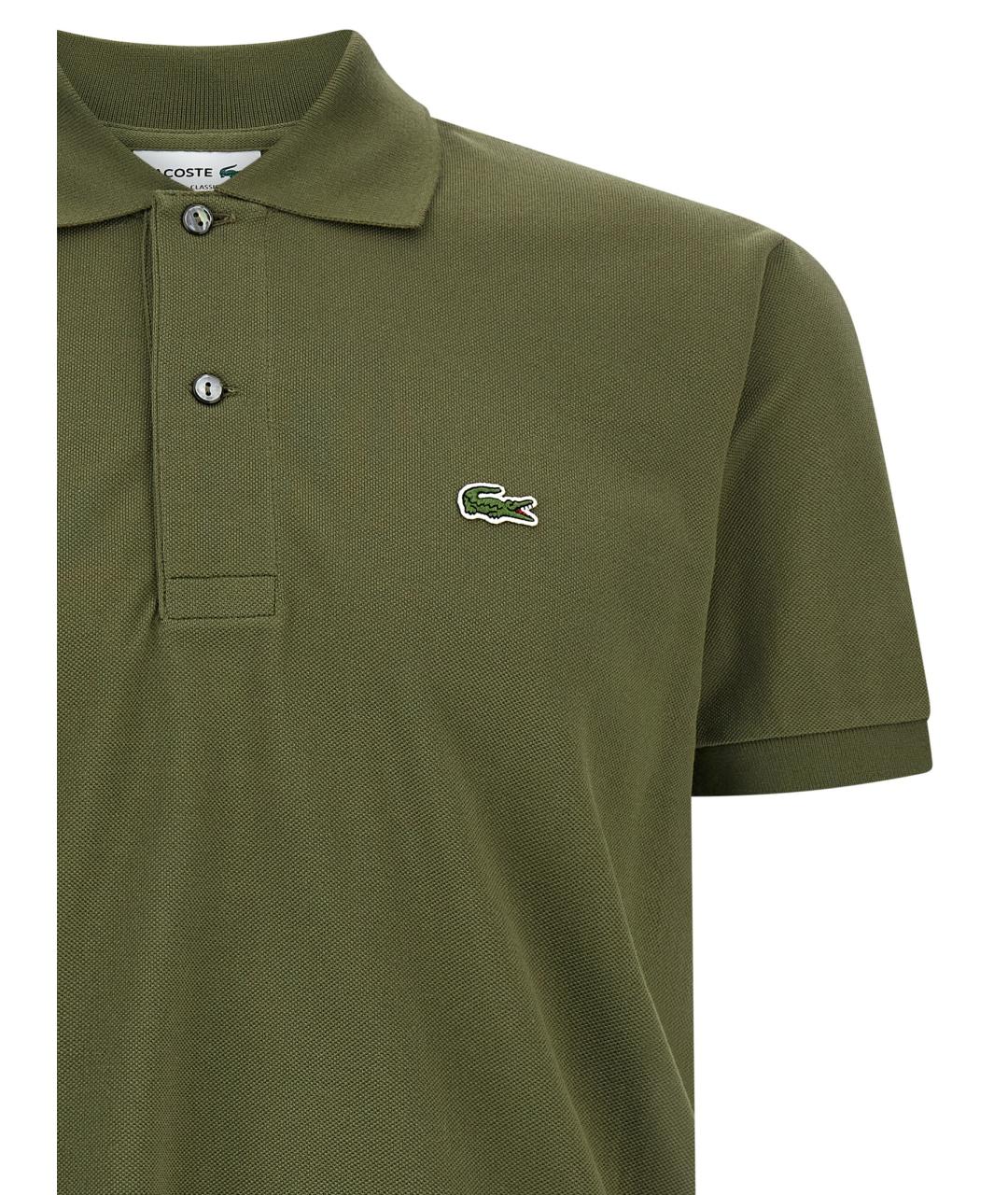 LACOSTE Зеленые хлопковое поло с коротким рукавом, фото 3