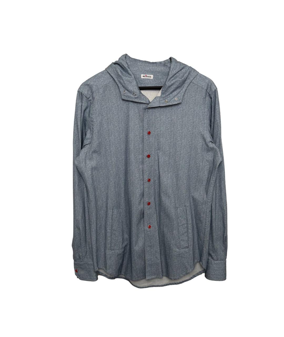 KITON Голубая хлопковая кэжуал рубашка, фото 4