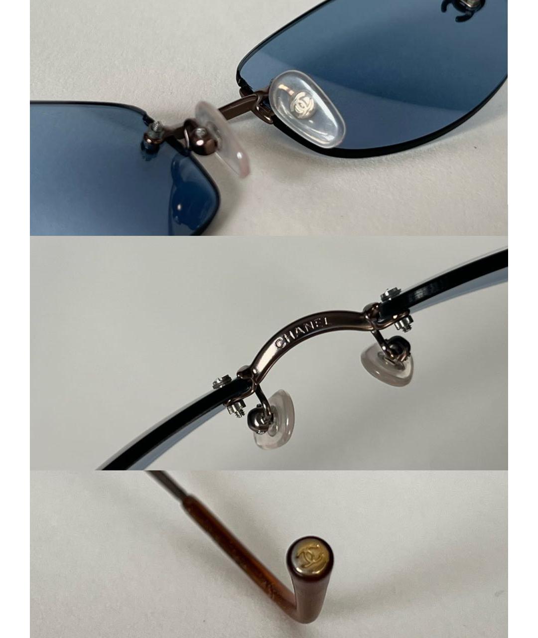 CHANEL Голубые металлические солнцезащитные очки, фото 7