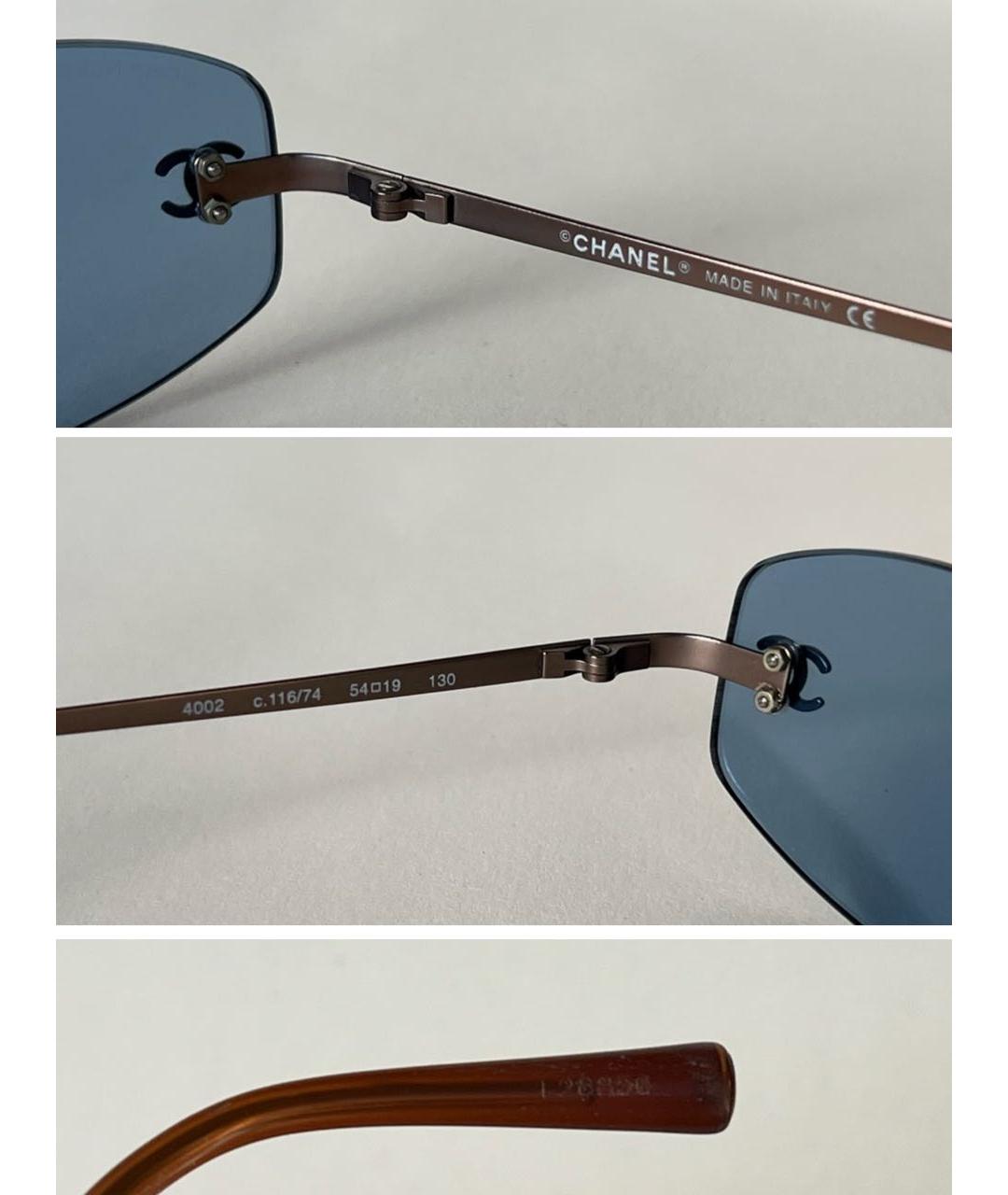 CHANEL Голубые металлические солнцезащитные очки, фото 6