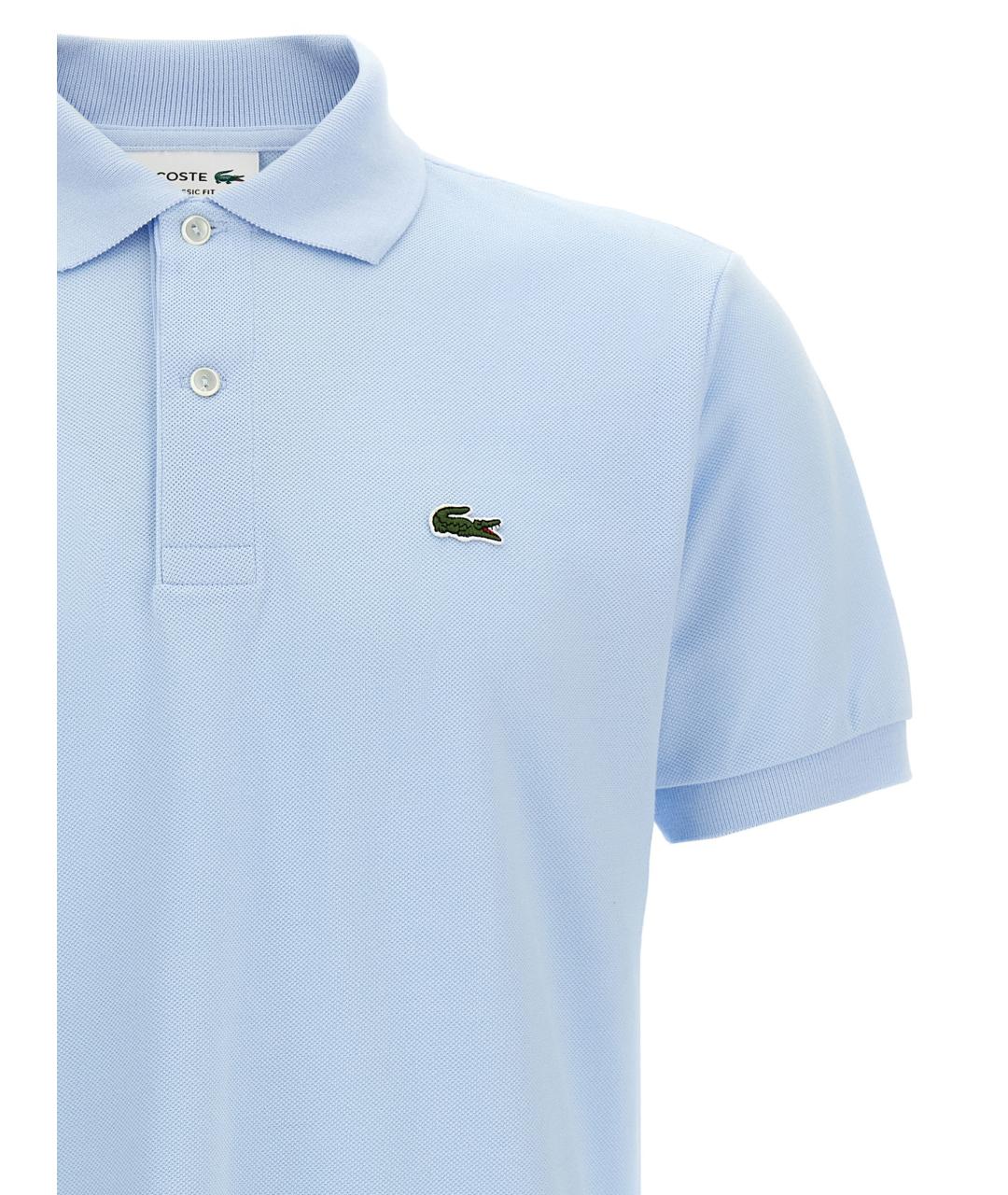 LACOSTE Голубое хлопковое поло с коротким рукавом, фото 3
